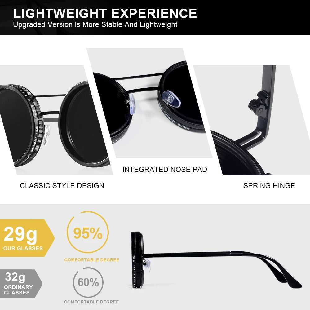 CRIXALIS ND9 Speed Adjustable Dimming Sunglasses Men Women Punk Round Frame Sun Glasses Outdoor Fishing Driving Eyewear UV400