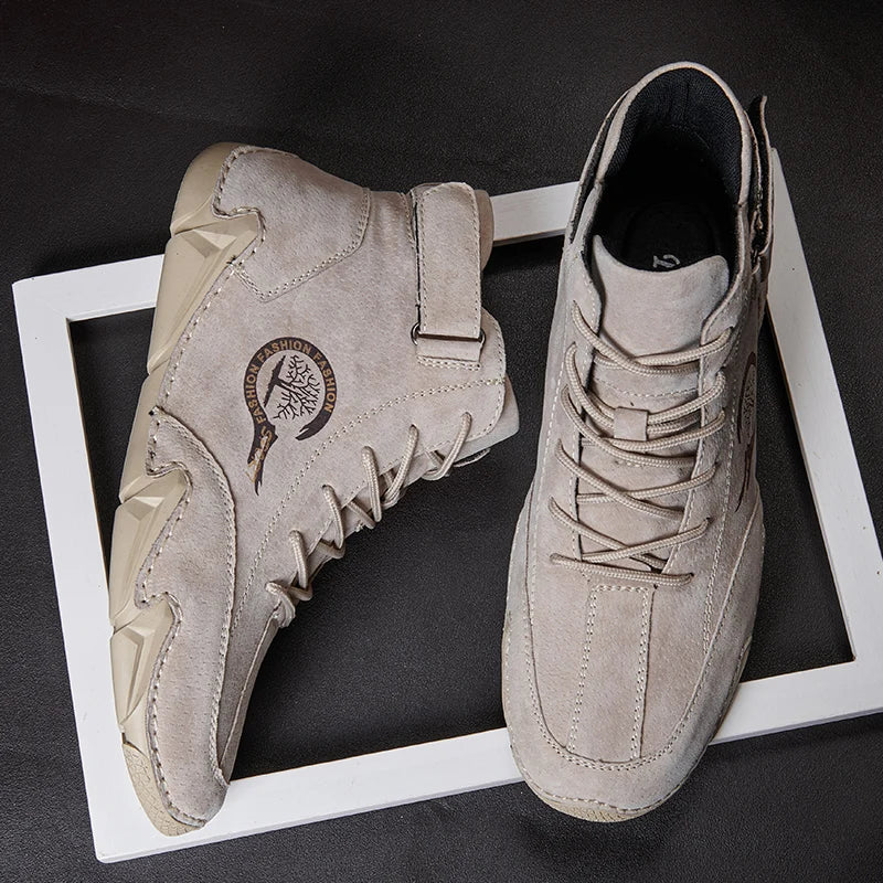 Brand's New Autumn Men's Shoes Are Anti Slip Wear-resistant Low Top Casual Motorcycle Boots Fashionable High Top Workwear Shoes