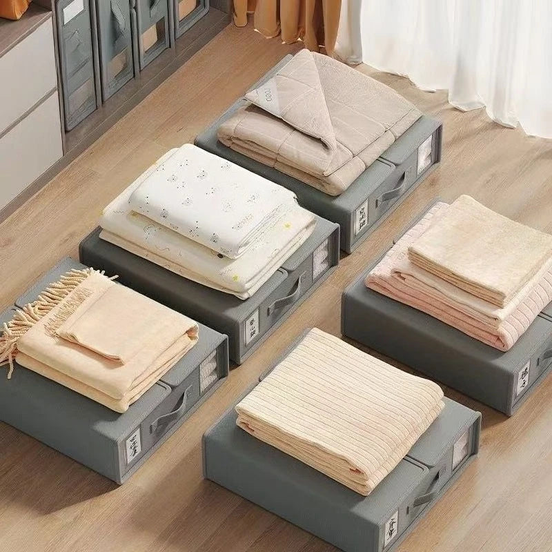 New Solid Color Simple Non-woven Fabric Bed Sheet Storage Box Fabric Bed Sheet Storage Wardrobe Bedroom Duvet Cover Storage Box