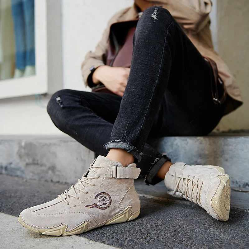 Brand's New Autumn Men's Shoes Are Anti Slip Wear-resistant Low Top Casual Motorcycle Boots Fashionable High Top Workwear Shoes