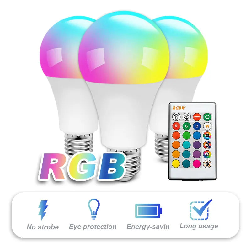 E27 RGB color remote control light bulb LED room light intelligent light bulb dimmer low power consumption energy-saving 220V