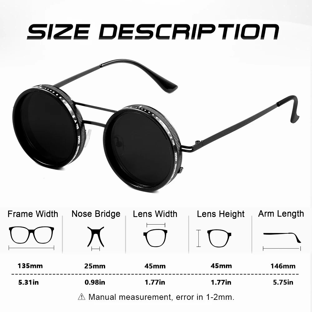 CRIXALIS ND9 Speed Adjustable Dimming Sunglasses Men Women Punk Round Frame Sun Glasses Outdoor Fishing Driving Eyewear UV400